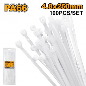 Ingco HCT25048 5 x 250mm 100 Pcs Multipurpose Nylon Cable Ties Self Locking Zip Ties