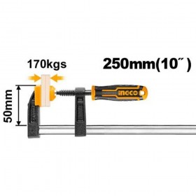 Ingco HFC020503 50 x 250mm Durable Steel Frame Plastic Handle F-Clamp