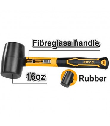 Ingco HRUH8216 16oz Non-Marring Head Comfortable Grip Rubber Hammer