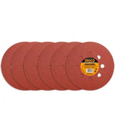Ingco AKRS225061 225mm 6 Pcs Hook Loop Sanding Sheet Set for Orbital Sander