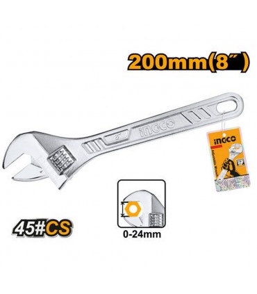 Ingco HADW131082 200mm Soft Grip Handle Adjustable Wrench