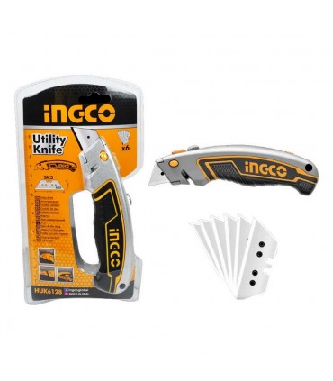 Ingco HUK6128 61 x 19mm 6 Spare Blades Utility Cutter Knife