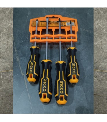 Ingco HKSD0428 4 Pcs Durable Magnetic Grip Screwdriver Set