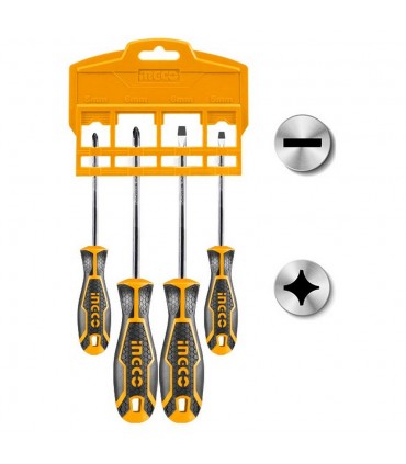 Ingco HKSD0428 4 Pcs Durable Magnetic Grip Screwdriver Set