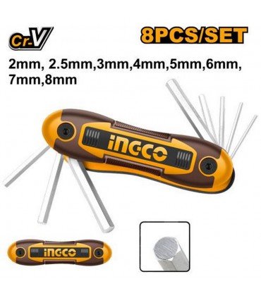 Ingco HHK14081 8 Pcs Durable Compact Hex Key Set