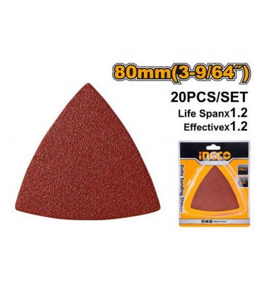 Ingco AKTS080201 80mm Durable Multi Grit Delta Sanding Sheets