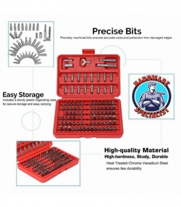 100 Pieces Chrome Vanadium Screwdriver Torq Hex Bit Set (Screw Bit)