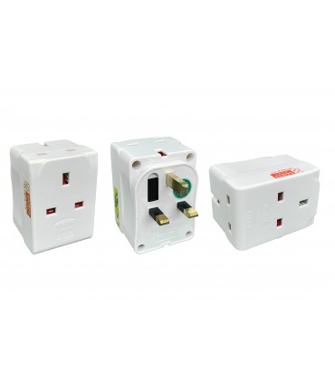 Britz BR-928 Safety Mark Passed 3 Way Adaptor Power Socket - 2 x UBS Port