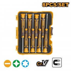 Ingco HKSD0818 8 Pcs Magnetic Tips Ergonomic Handle Precision Screwdriver Set