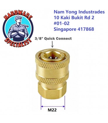 Hardware Specialist 3/8" Female Quick Click to M22 Female Threaded Pressure Washer Connector