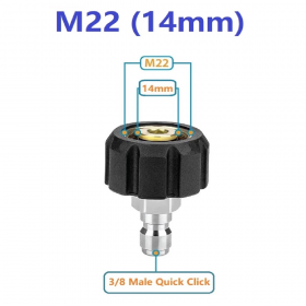 Hardware Specialist M22 14mm To 3/8 Male Quick Click Pressure Washer Connector