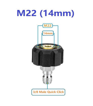 Hardware Specialist M22 14mm To 3/8 Male Quick Click Pressure Washer Connector