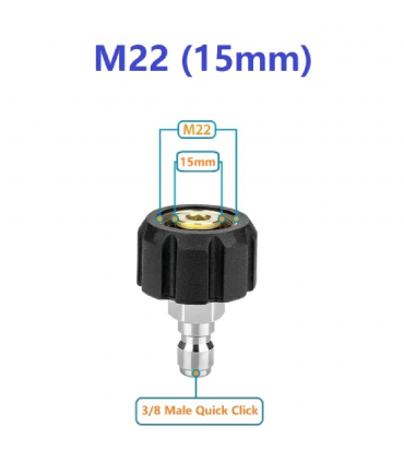 Hardware Specialist M22 15mm To 3/8 Male Quick Click Pressure Washer Connector