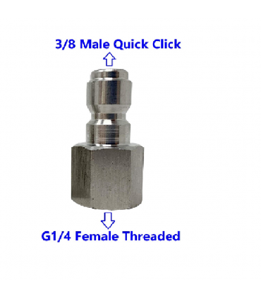 Hardware Specialist 3/8 Male Quick Click To G1/4 Male Threaded Pressure Washer Connector