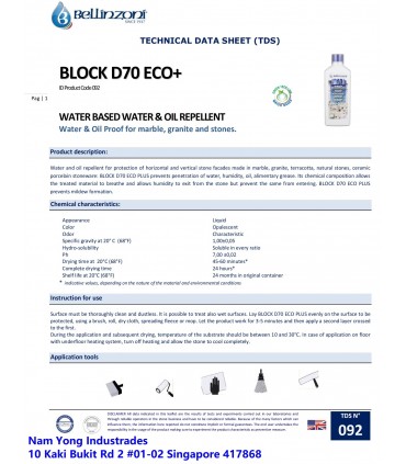 Bellinzoni Block D70 Eco+ Water and Oil Stain Protector (Water Based)