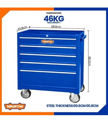 Wadfow WCS2A05 Roller Tool Cabinet Organizer with 5 Drawers