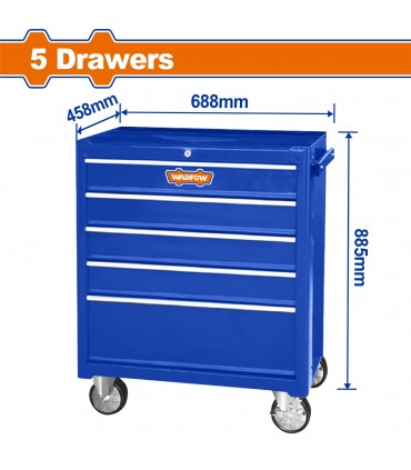 Wadfow WCS2A05 Roller Tool Cabinet Organizer with 5 Drawers