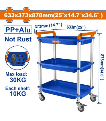 Wadfow WWB5307 3 Tires PP+Aluminium Tool Cart