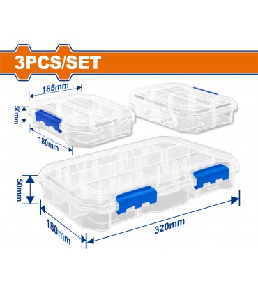 Wadfow WTB8343 Transparent Stackable Plastic Organizer Boxes - Set of 3