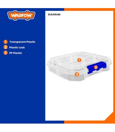 Wadfow WTB8341 Transparent Organizer 6 Compartment Mini Storage Box