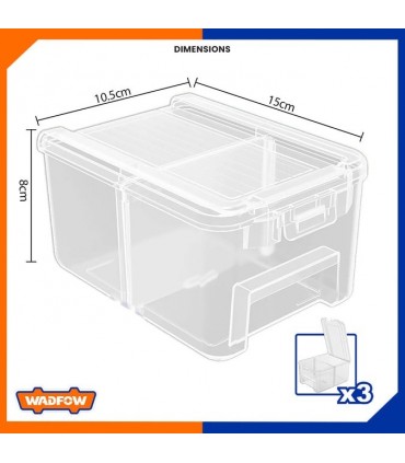 Wadfow WTB8333 3 Pieces Transparent Storage Bins Set