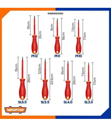 Wadfow WSS7407 7 Pieces VDE Insulated Screwdriver Set