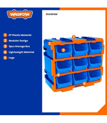 Wadfow WTB8330 Expandable 9‑Bin Modular Storage Tower
