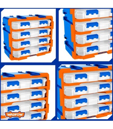 Wadfow WTB8344 PP Plastic Modular Storage Tower with 4 Drawers