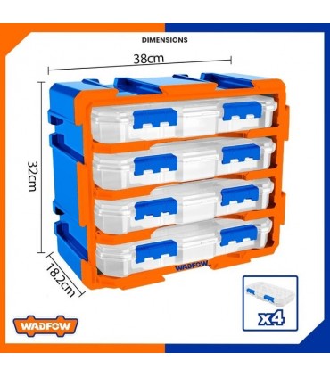 Wadfow WTB8344 PP Plastic Modular Storage Tower with 4 Drawers