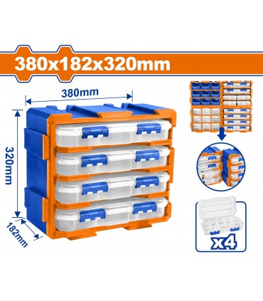 Wadfow WTB8344 PP Plastic Modular Storage Tower with 4 Drawers