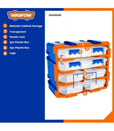 Wadfow WTB8346 6 Piece Transparent Organizer Tower