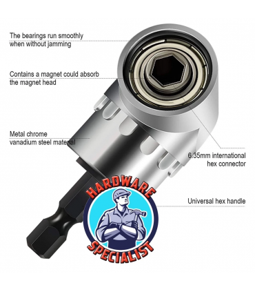 Hardware Specialist 1/4″ Hex Right‑Angle Drill Adaptor