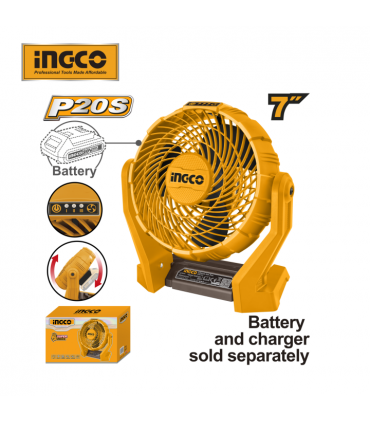 Ingco CFALI2007 20V Lithium-Ion 3 Speed Portable Fan - Bare Unit