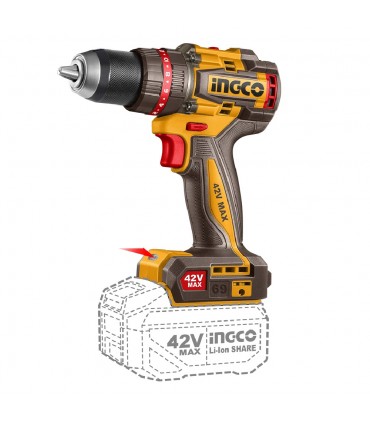 Ingco CIDLI426981 42 V 69 Nm Cordless Brushless Impact Drill Kit