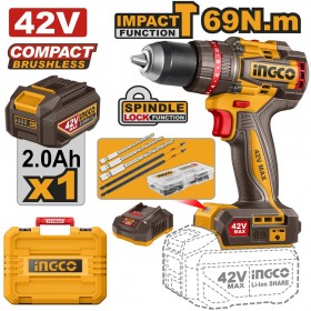 Ingco CIDLI426981 42 V 69 Nm Cordless Brushless Impact Drill Kit