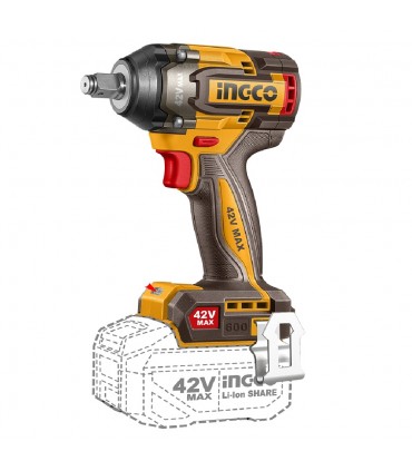 Ingco CIWLI42602 42V Brushless 600Nm Cordless Impact Wrench Kit