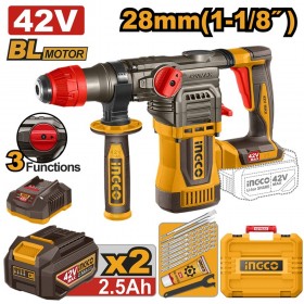 Ingco CRHLI422882 42V Brushless 28mm Cordless Rotary Hammer Drill Kit