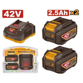 Ingco FBCPM25221 42V Lithium-Ion 2 x 2.5 Ah Battery Charger Kit