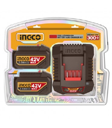 Ingco FBCPM20221 42V Lithium-Ion 2 x 2.0 Ah Battery Charger Kit