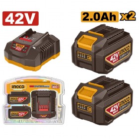 Ingco FBCPM20221 42V Lithium-Ion 2 x 2.0 Ah Battery Charger Kit