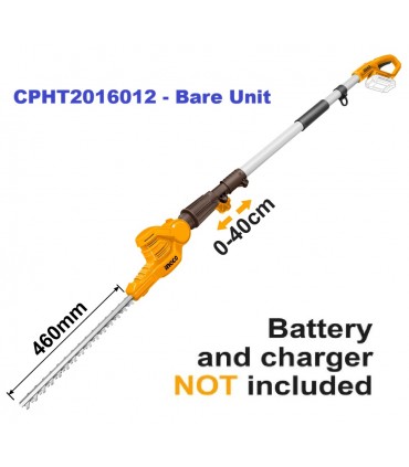 Ingco CPHT2016012 20V Lithium-Ion 460mm Cordless Pole Hedge Trimmer