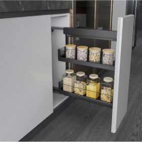 ecoWare AG6120-DG Side Mounted Pull Out Basket with Undermount Soft Closing Slide - Dark Grey