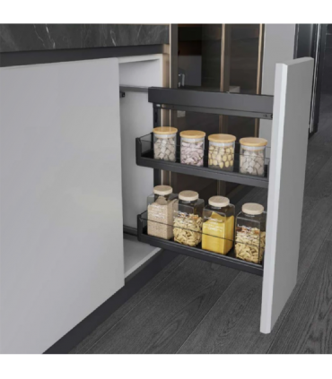 ecoWare AG6120-DG Side Mounted Pull Out Basket with Undermount Soft Closing Slide - Dark Grey