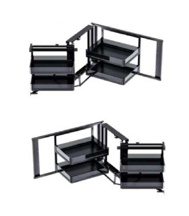 ecoWare AG6011-DG Magic Corner Basket with Soft Closing Slide - Dark Grey