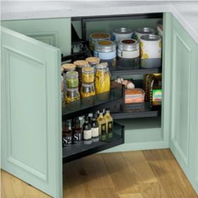 ecoWare AG6011-DG Magic Corner Basket with Soft Closing Slide - Dark Grey