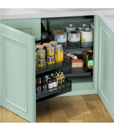 ecoWare AG6011-DG Magic Corner Basket with Soft Closing Slide - Dark Grey