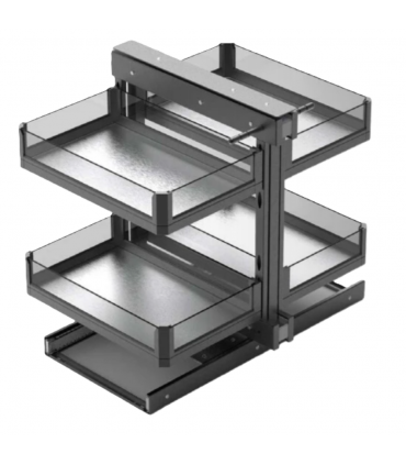 ecoWare AG6010-DG Magic Corner Basket with Soft Closing Slide - Dark Grey