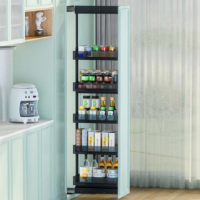 ecoWare Tall Unit Pull Out Basket with Soft Closing Slide - Dark Grey