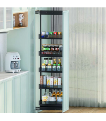 ecoWare Tall Unit Pull Out Basket with Soft Closing Slide - Dark Grey