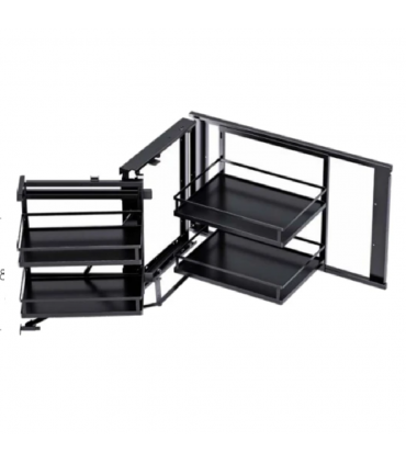 ecoWare TL6011-DG Magic Corner Basket with Soft Closing Slide - Dark Grey